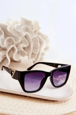 Hot Boto Damskie Okulary Przeciwsłoneczne Z Ozdobnymi Detalami UV400 Czarne Czarny