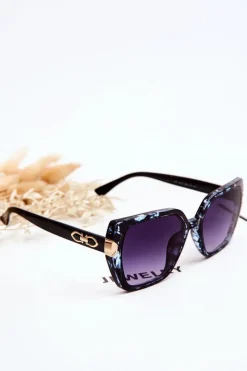 Discount Damskie Okulary Przeciwsłoneczne V213 Czarno-Niebieskie Okulary