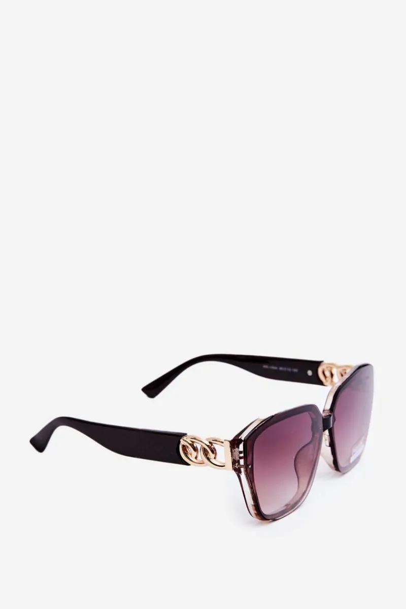 Sale Boto Damskie Okulary Przeciwsłoneczne Ze Złotym Detalem UV400 Brązowe