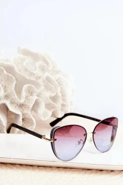 Hot PRIUS Damskie Okulary Przeciwsłoneczne Z Brokatowymi Wstawkami UV400 Czarno-Złote