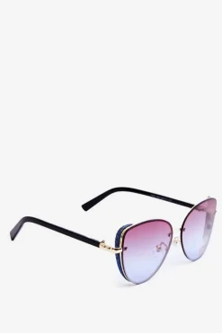 Hot PRIUS Damskie Okulary Przeciwsłoneczne Z Brokatowymi Wstawkami UV400 Czarno-Złote