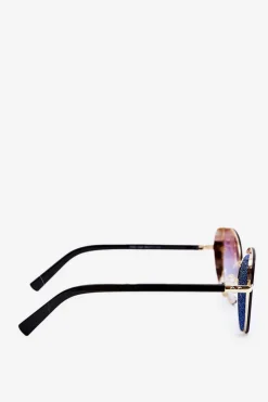 Hot PRIUS Damskie Okulary Przeciwsłoneczne Z Brokatowymi Wstawkami UV400 Czarno-Złote