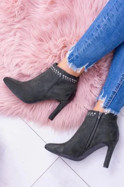 Hot Buty damskie Vinceza Damskie Oliwkowe Botki Na Szpilce Nity Bemi