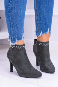 Hot Buty damskie Vinceza Damskie Oliwkowe Botki Na Szpilce Nity Bemi