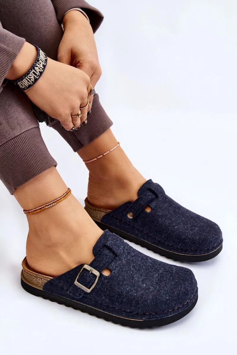 Kapcie Klasyczne|Klapki Damskie Klasyczne>INBLU Damskie Papcie Klapki Profilaktyczne DJ-07-041 Granatowe