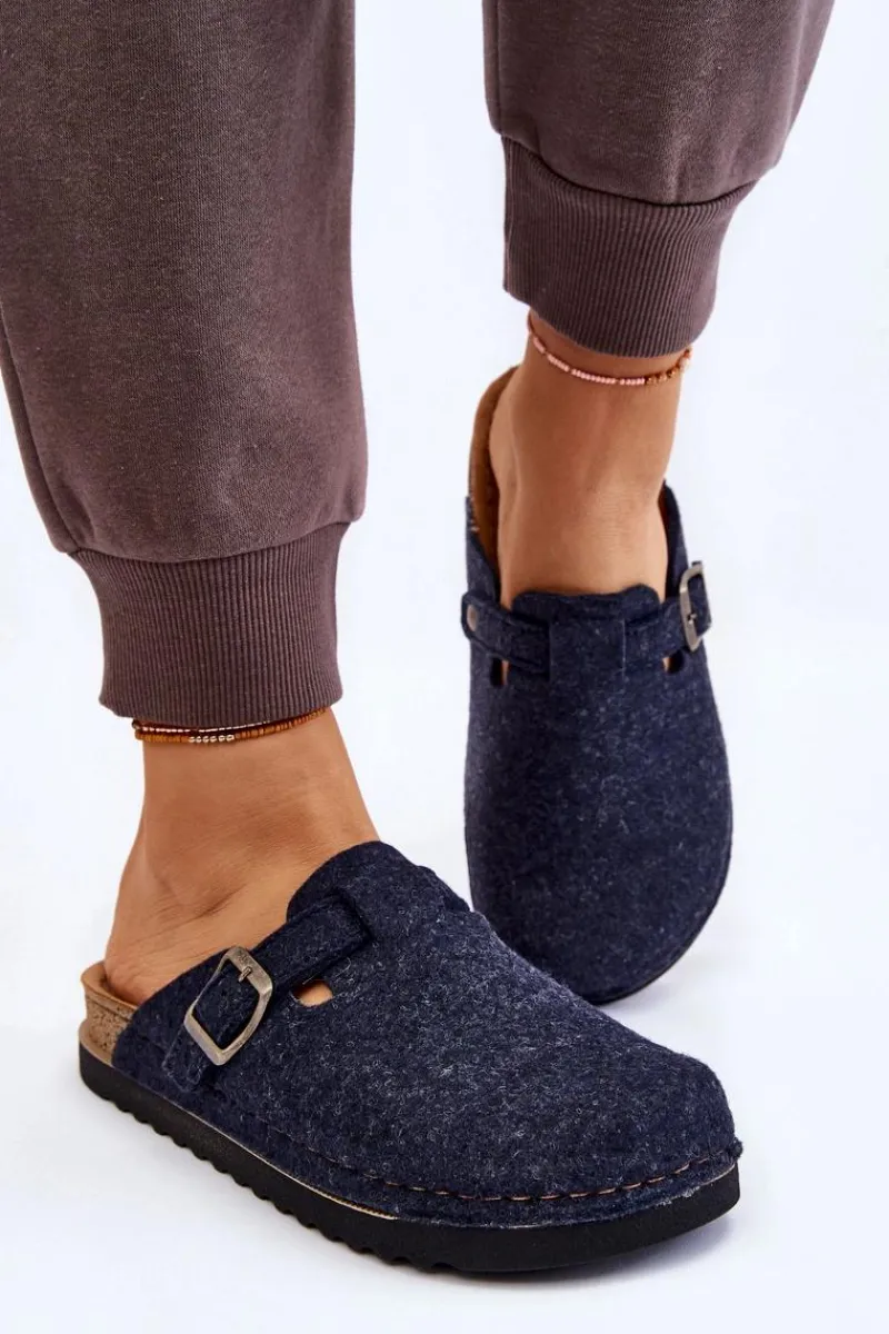 Kapcie Klasyczne|Klapki Damskie Klasyczne>INBLU Damskie Papcie Klapki Profilaktyczne DJ-07-041 Granatowe