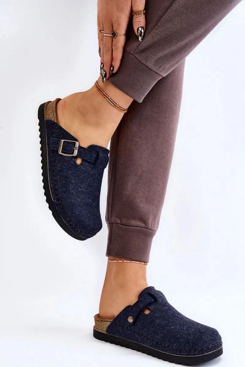 Kapcie Klasyczne|Klapki Damskie Klasyczne>INBLU Damskie Papcie Klapki Profilaktyczne DJ-07-041 Granatowe