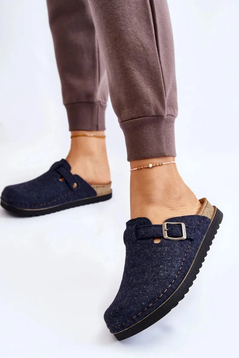 Kapcie Klasyczne|Klapki Damskie Klasyczne>INBLU Damskie Papcie Klapki Profilaktyczne DJ-07-041 Granatowe