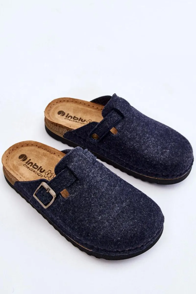 Kapcie Klasyczne|Klapki Damskie Klasyczne>INBLU Damskie Papcie Klapki Profilaktyczne DJ-07-041 Granatowe