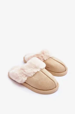 Kapcie Klasyczne|Klapki Z Futerkiem>Boto Damskie Papcie Klapki z Futerkiem Jasnobeżowe Pinky Beżowy