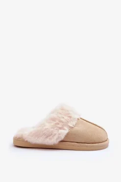 Kapcie Klasyczne|Klapki Z Futerkiem></noscript>Boto Damskie Papcie Klapki z Futerkiem Jasnobeżowe Pinky Beżowy