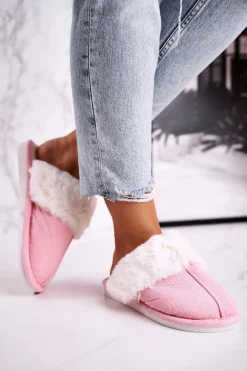 Kapcie Klasyczne|Klapki Z Futerkiem></noscript>Boto Damskie Papcie Klapki z Futerkiem Różowe Homely