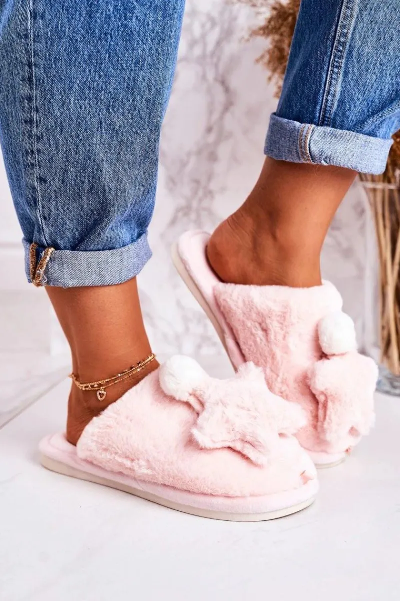 Sale Boto Damskie Papcie Z Futerkiem I Gwiazdką Jasny Róż Night-Night