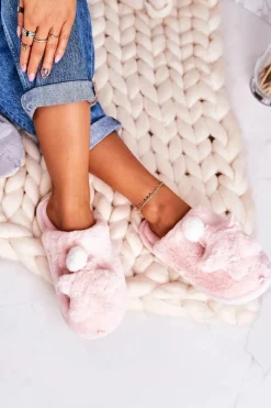 Sale Boto Damskie Papcie Z Futerkiem I Gwiazdką Jasny Róż Night-Night