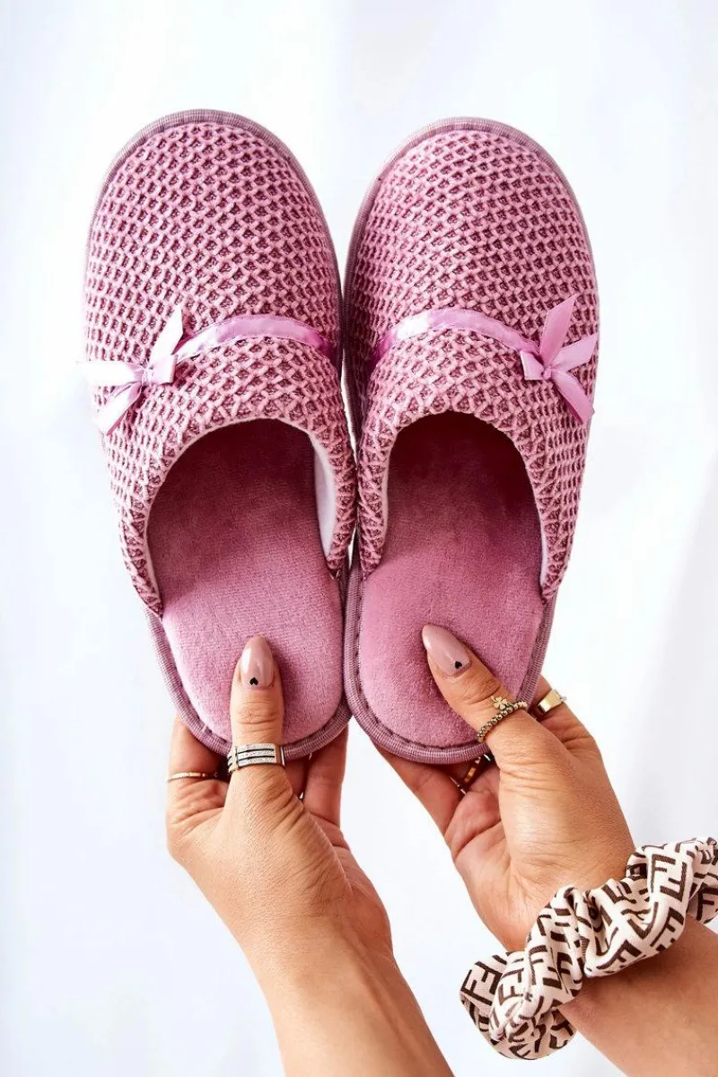 Sale Evento Damskie Papcie Z Kokardką Różowe Evira