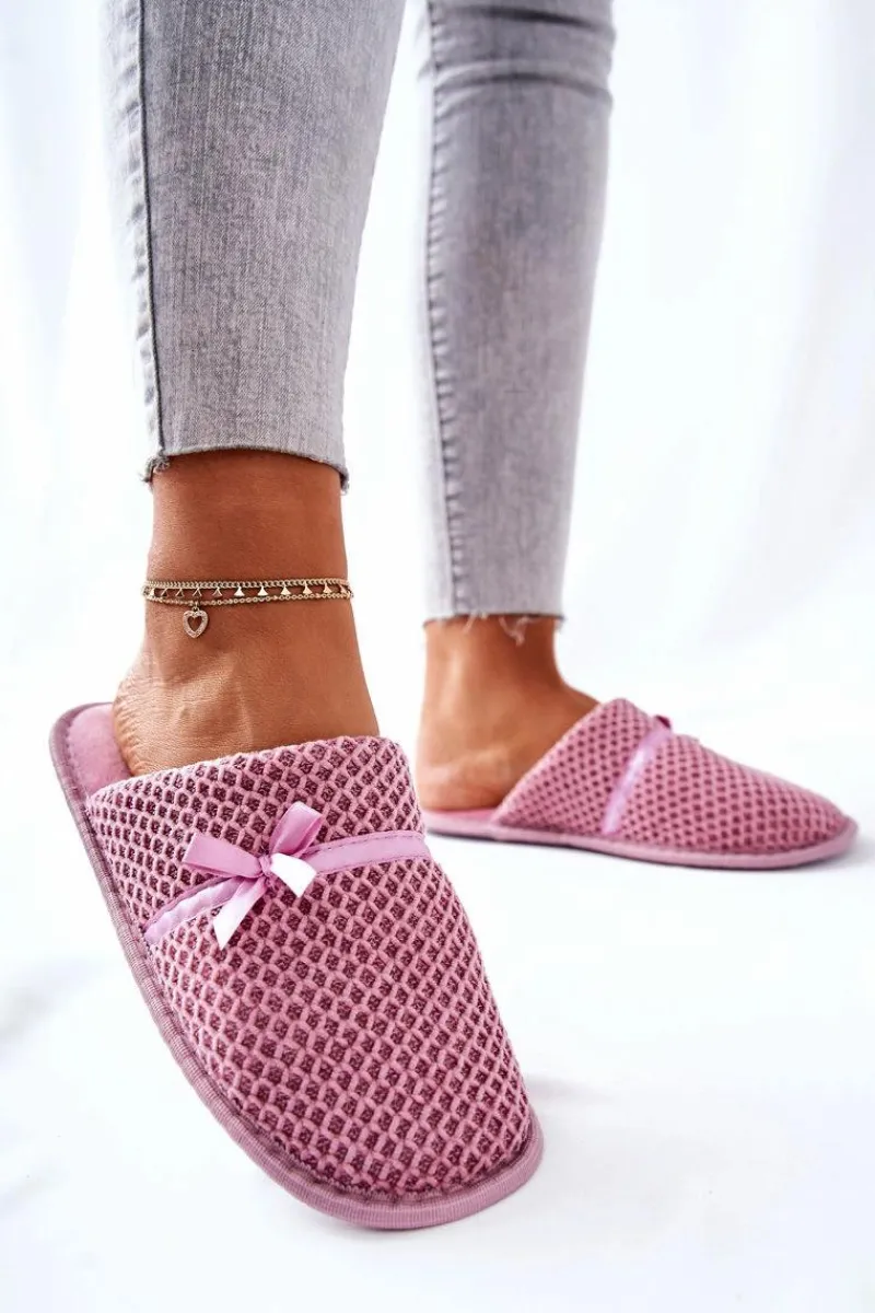 Sale Evento Damskie Papcie Z Kokardką Różowe Evira