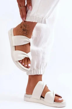 Klapki Damskie Big Star|Klapki Na Platformie>Big Star Shoes Damskie Płaskie Klapki Big Star LL274A121 Białe