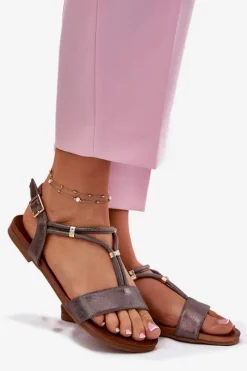 Sandały Płaskie><noscript><img width=