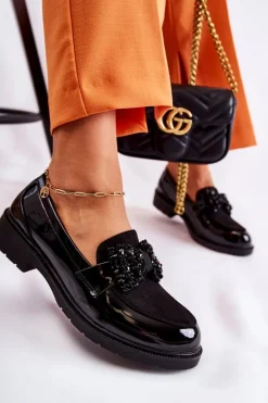 Półbuty Lakierowane>Damskie buty S.Barski Damskie Półbuty Lakierowane Z Kokardą Czarne Laurent