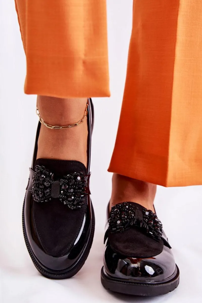 Półbuty Lakierowane>Damskie buty S.Barski Damskie Półbuty Lakierowane Z Kokardą Czarne Laurent