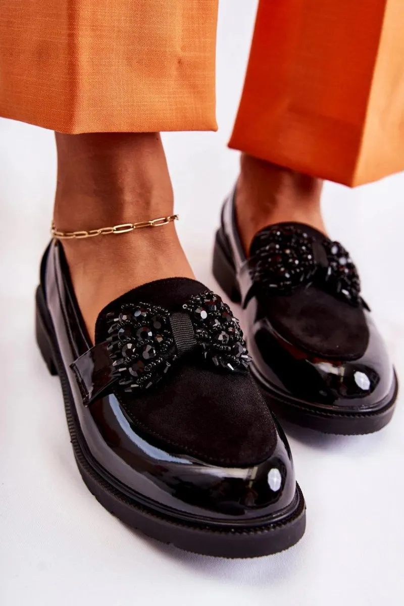 Półbuty Lakierowane>Damskie buty S.Barski Damskie Półbuty Lakierowane Z Kokardą Czarne Laurent