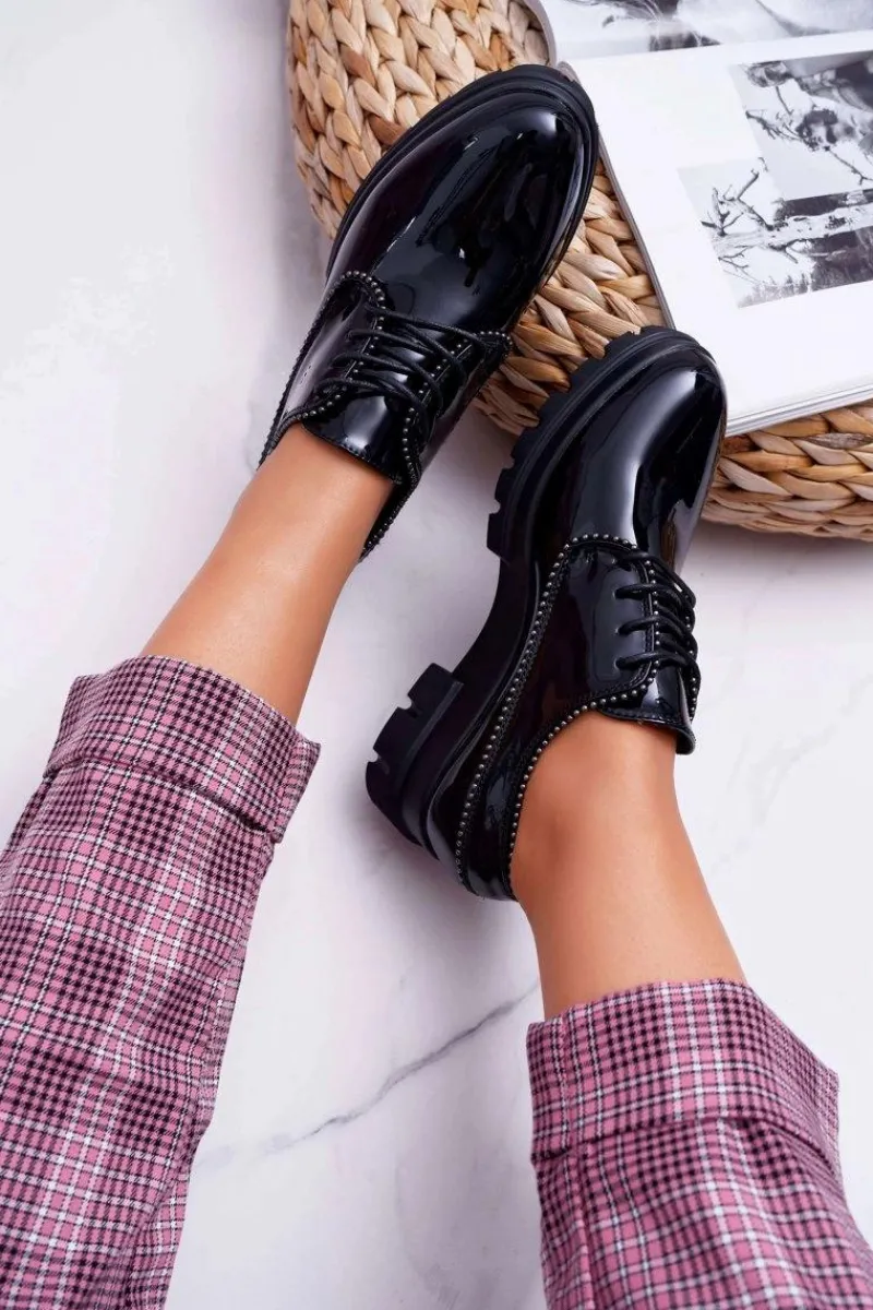 Sale Damskie Półbuty Lakierowane Czarne So What Damskie Półbuty Lakierowane