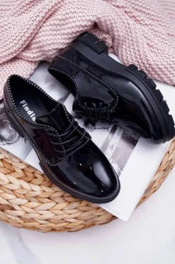 Sale Damskie Półbuty Lakierowane Czarne So What Damskie Półbuty Lakierowane