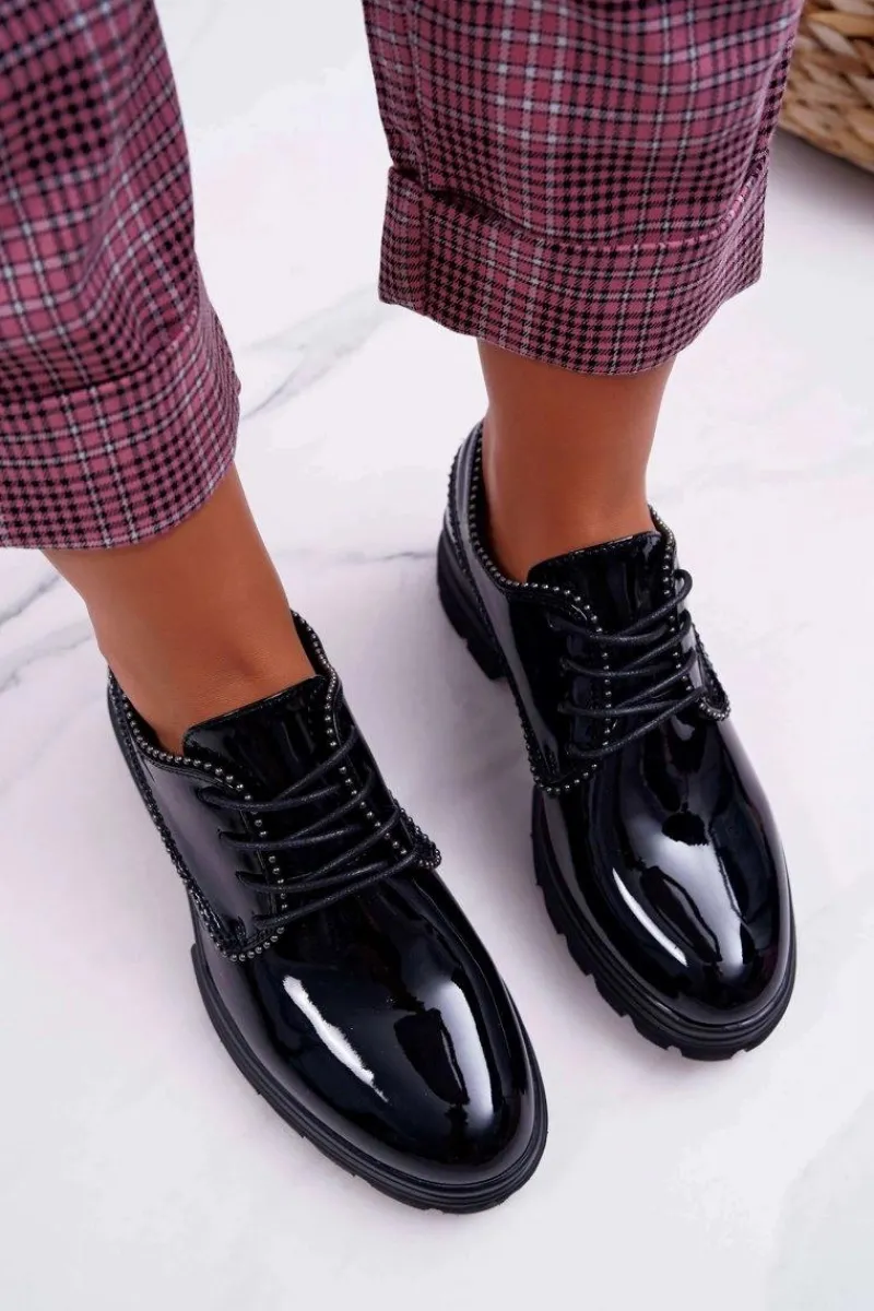 Sale Damskie Półbuty Lakierowane Czarne So What Damskie Półbuty Lakierowane