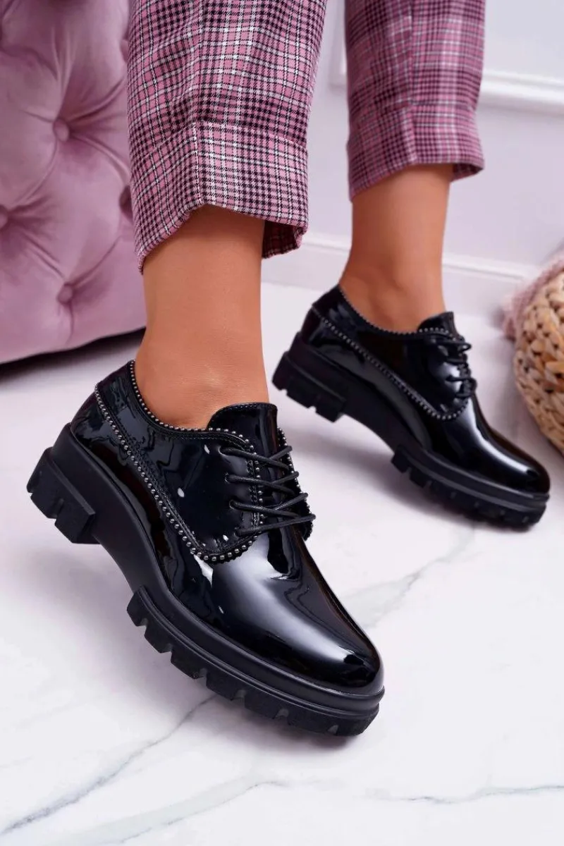 Sale Damskie Półbuty Lakierowane Czarne So What Damskie Półbuty Lakierowane