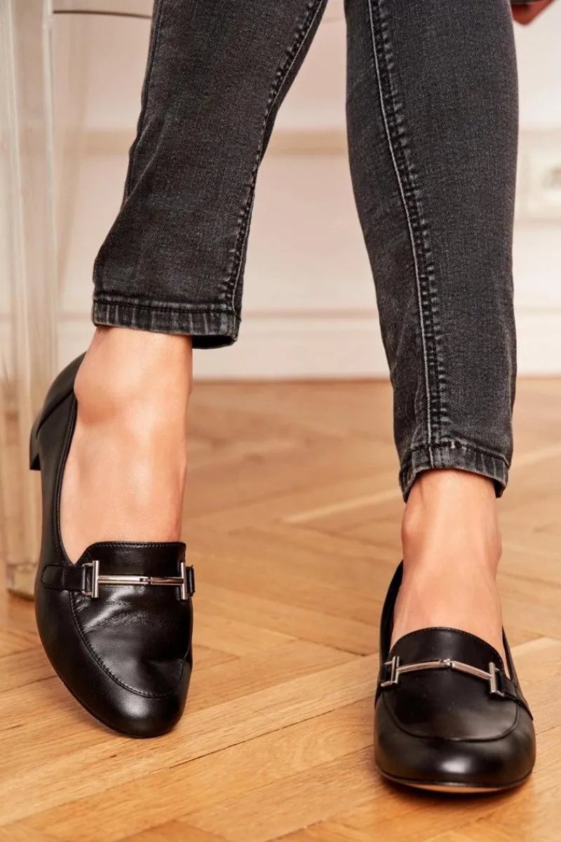 Outlet Damskie Półbuty Czarne 2121 Damskie Półbuty Skórzane|Mokasyny Damskie Skórzane