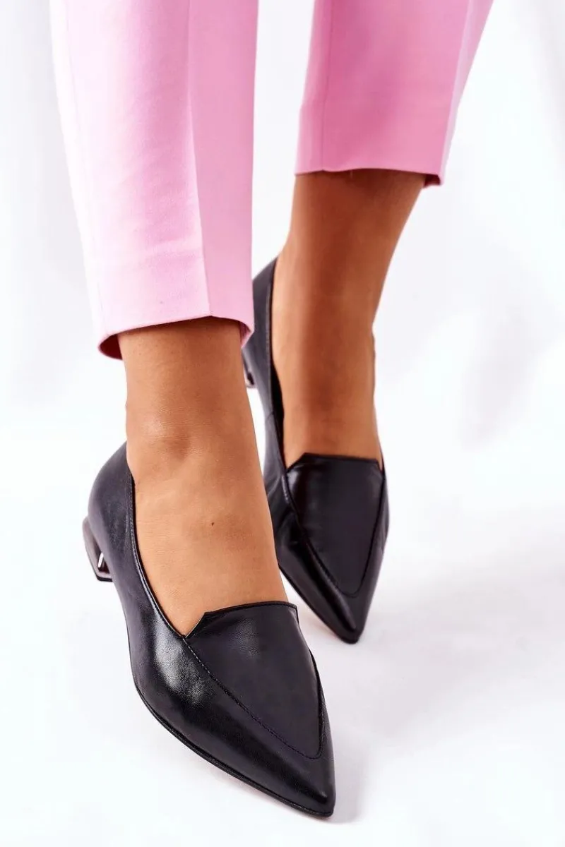 Półbuty Skórzane>Laura Messi Damskie Półbuty Czarne 2074