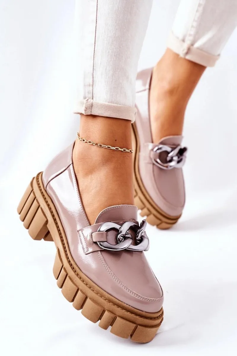 Półbuty Skórzane|Mokasyny Damskie Lakierowane>Laura Messi Damskie Półbuty Loafery Skórzane Cappuccino 2339 Brązowy