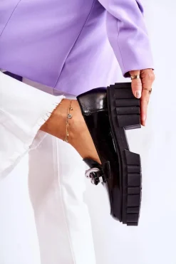 Półbuty Skórzane|Mokasyny Damskie Lakierowane><noscript><img width=