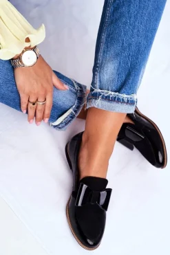 Półbuty Lakierowane|Półbuty Skórzane>Maciejka Damskie Półbuty Lakierowane Loafery Czarne 04099-01/00-5