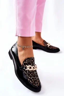 Hot Damskie Półbuty Lakierowane Loafery Czarne 4099B-01 Damskie Półbuty Lakierowane|Półbuty Skórzane