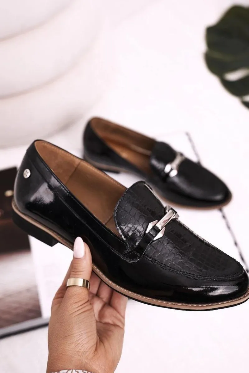 Best Maciejka Damskie Półbuty Lakierowane Loafery Czarne 4099A-01/00-1