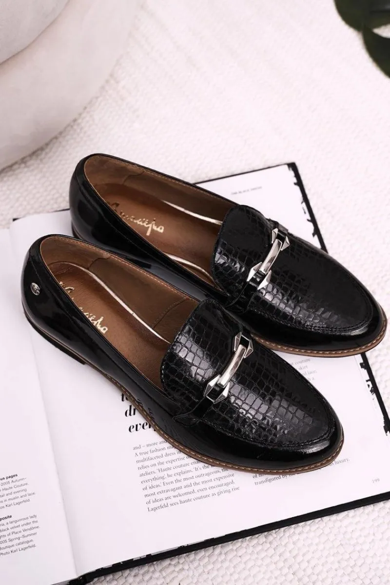 Best Maciejka Damskie Półbuty Lakierowane Loafery Czarne 4099A-01/00-1