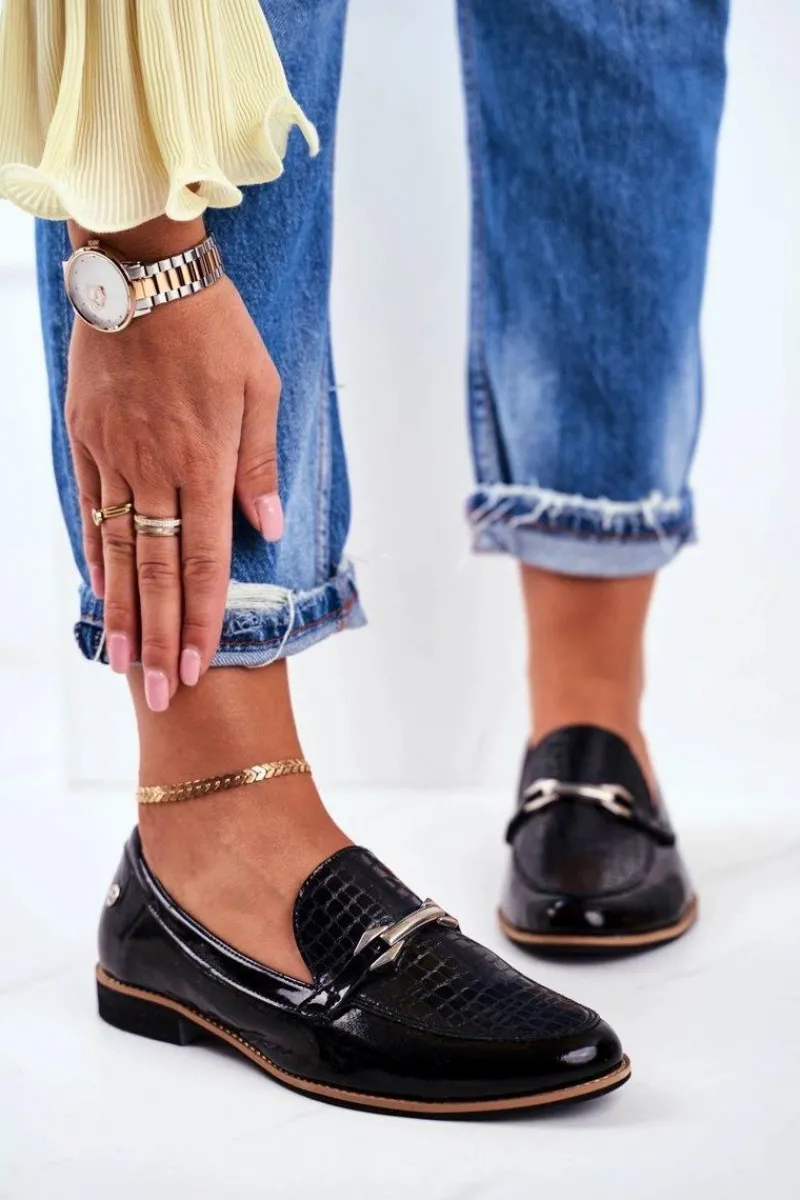 Best Maciejka Damskie Półbuty Lakierowane Loafery Czarne 4099A-01/00-1