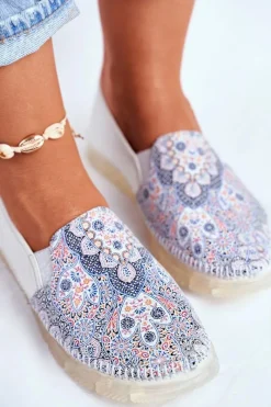 Hot Damskie Półbuty Wsuwane Skórzane Białe 03512-46 Damskie Półbuty Skórzane|Mokasyny Damskie Skórzane