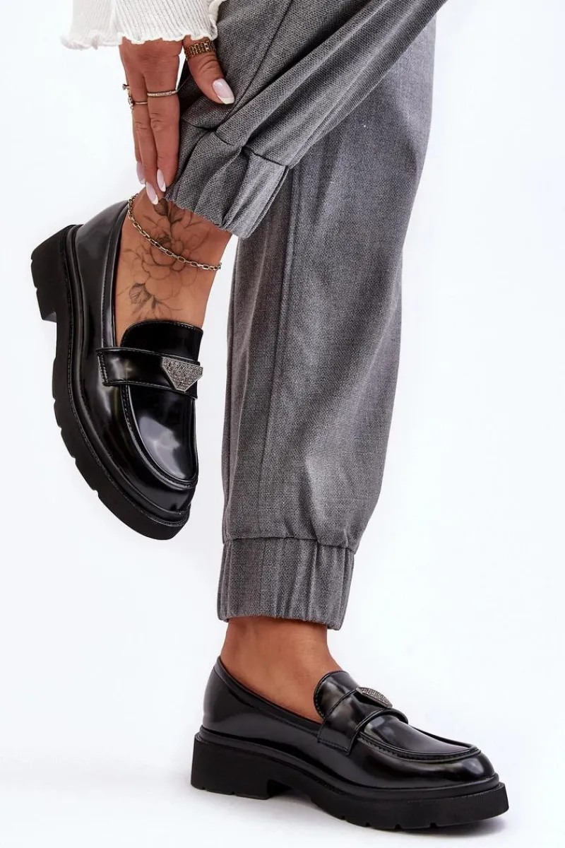 Loafersy Damskie|Mokasyny Płaskie>Boto Damskie Półbuty Mokasyny Na Płaskim Obcasie Czarne Venla