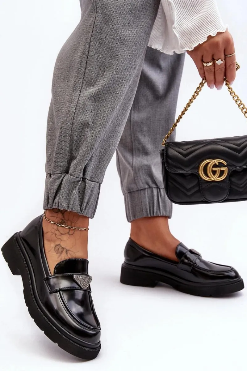 Loafersy Damskie|Mokasyny Płaskie>Boto Damskie Półbuty Mokasyny Na Płaskim Obcasie Czarne Venla