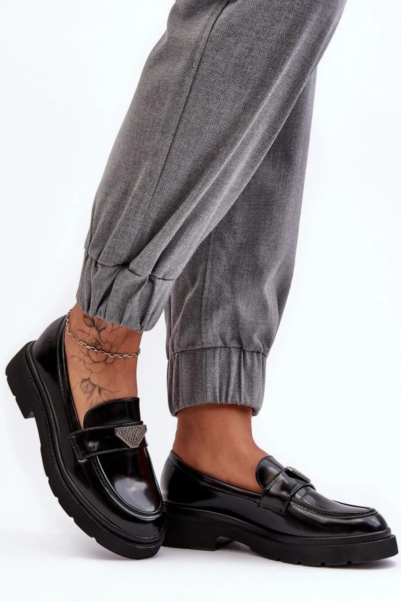 Loafersy Damskie|Mokasyny Płaskie>Boto Damskie Półbuty Mokasyny Na Płaskim Obcasie Czarne Venla