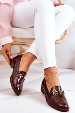 New Laura Messi Damskie Półbuty Wężowe 2307 Brązowe