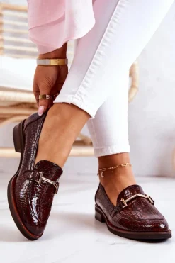 New Laura Messi Damskie Półbuty Wężowe 2307 Brązowe