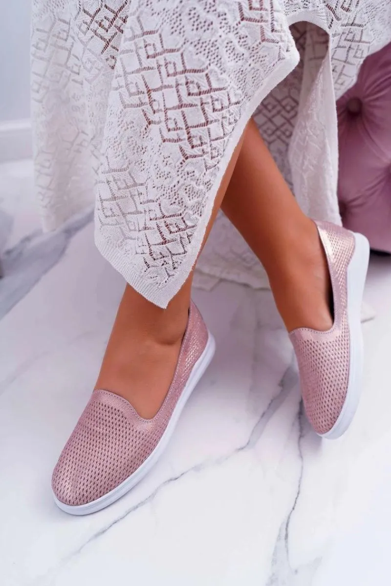 Półbuty Skórzane|Mokasyny Damskie Skórzane>Damskie buty S.Barski Damskie Półbuty Wsuwane Skórzane Lordsy Różowe Lordi