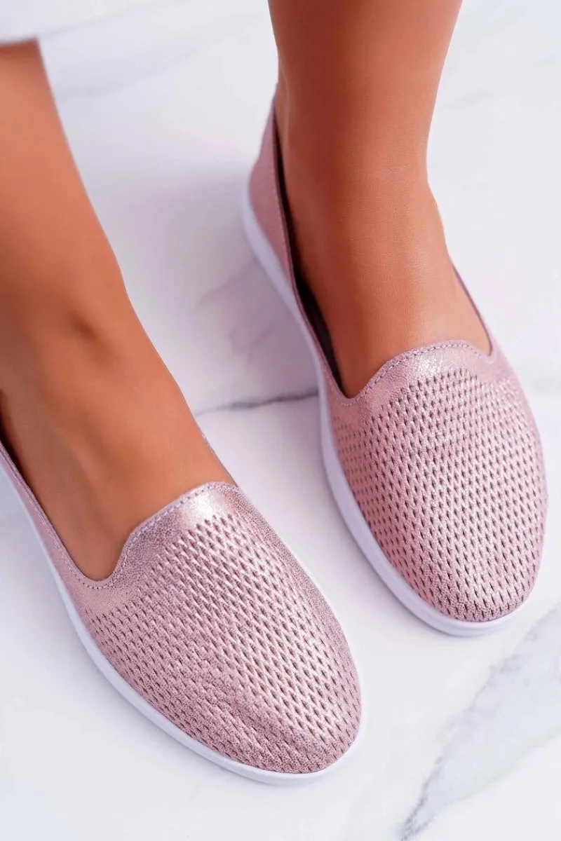 Półbuty Skórzane|Mokasyny Damskie Skórzane>Damskie buty S.Barski Damskie Półbuty Wsuwane Skórzane Lordsy Różowe Lordi