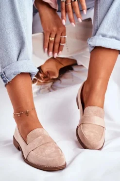 Best Boto Damskie Półbuty Zamszowe Beżowe Cintra