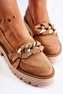 Sale Laura Messi Damskie Półbuty Zamszowe 2523 Camel