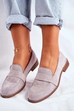 New Boto Damskie Półbuty Zamszowe Szare Cintra