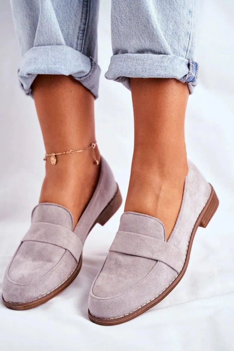 New Boto Damskie Półbuty Zamszowe Szare Cintra